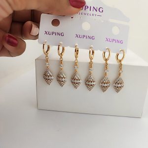 گوشواره زنانه آویز لوزی طرح طلا1- GV43