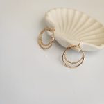 گوشواره زنانه دو حلقه ای طرح طلا1 -GV44