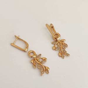 گوشواره زنانه آویز مجلسی طرح طلا 1-GV56