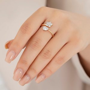 انگشتر زنانه طرح فلاور و اشک AG18