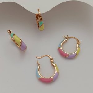 گوشواره میناکاری مولتی کالر پاستیلی