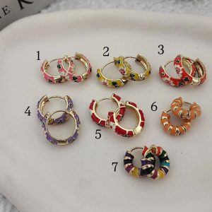 گوشواره حلقه ای میناکاری